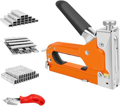 Upholstery Staple Gun, Heavy Duty Staple Gun, 3 in 1 Professional Tackers with 3000 Nail and Remove for Wood, Crafts, Carpentry, Decoration DIY, Anti-Slip, Durable, Adjustment