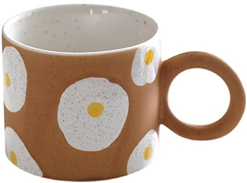 XFZJCHAP BBCBBZ Taza de Huevos escalfados Pintada a Mano Taza de cerámica para Desayuno Café Leche Té Tazas Cocina Oficina