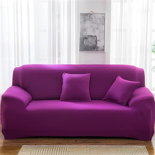 Odot Sofa Überzug, Polyester Einfarbig Sofabezug Ecksofa, Couch Überzug für 1/2/3/4 Sitzer, Sofa Überzug, Elastische sofabezug L Form rutschfest Sofaschoner für Schmücken (Lila,1 Sitzer)