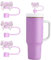 3 Pcs Bow Straw Topper Compatible with Stanley 30&40 oz Tumbler Cups, Reusable 10mm Straw Toppers for Stanley Cups Straw Accessories (Purple)