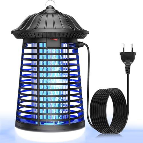 Lampara Antimosquitos, 20W 4200V Antimosquitos Electrico con LED Luz, IP68 Impermeable Mata Mosquitos Electrico Interior Exterior para Mosquitos, Moscas, Polillas