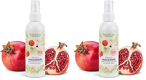 Jean & Len Nährendes Trockenöl Granatapfel, für den Körper und das Gesicht, pflegt intensiv & zieht schnell ein, auch für die Haarspitzen geeignet, Hautöl, ohne Parabene & Silikone, vegan, 100 ml