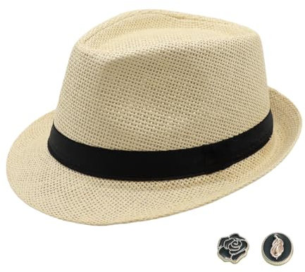 MivBuks Strohhut Damen Panama Hut Herren Fedora Sommerhut Sonnenhut Safari Hut Sonnenschutz Strandhut (DE/NL/SE/PL, Alphanumerisch, M, Beige)