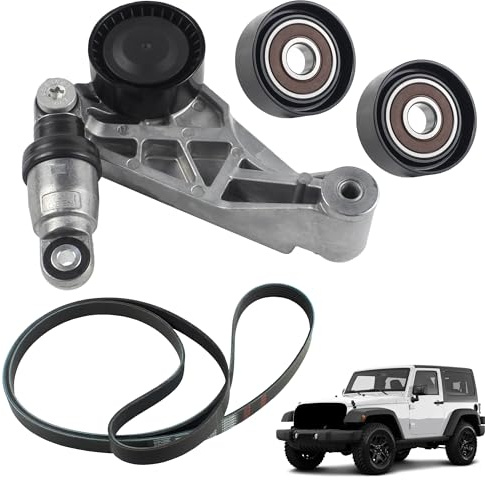 YzusGomumu Serpentine Drive Belt Tensioner Pulley Kit Fit for Jeep Wrangler