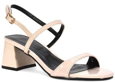 ESSEX GLAM Women's Strappy Sandals Ladies Mid High Block Heel Adjustable Buckle Strap Peep Toe Two Party Heeled Shoes Size 3-8