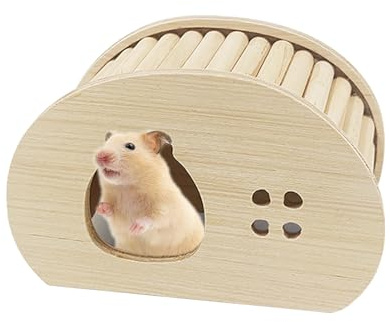 Hamster Haus aus Holz 15x9.5x9.5cm, Meerschweinchen Haus mit Atmungsaktiv Design, Platzsparendes Nagetier Versteck für Kleintierkäfig, Zwerghamster, Rennmaus, Chinchilla und Kleine Haustiere