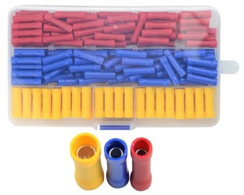 HDKYSWBUEJ 200 PCS Isolierte Gerade Draht Butt Splice Terminals Elektrische Crimp Stecker Sortiment Kit