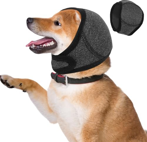 Dog Calming Ear Cover, Waterproof Adjustable Dogs Snood Ear Protectors Warm Ear Covers Comfort Dog Ear Muffs Noise Protection for Grooming Bathing Swimming Anxiety Relief (M)