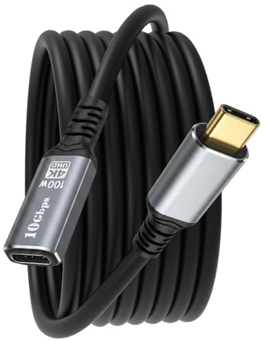ZVOIYKM USB C Extension Cable 3M/10ft, 4K@60Hz Video/10Gbps Data Transfer/100W Charging USBC 3.2 Type C Extender Cord, USB3.2 Gen2 Male to Female for Laptop Tablet Mobile Phone and More