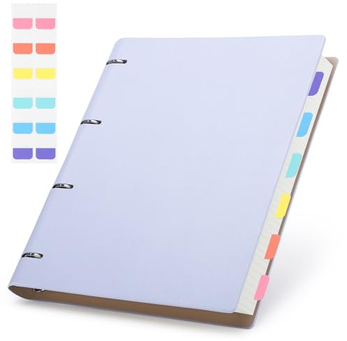Yarotm Notizbuch A4 Kariert Ringbuch - 150 Blatt Ringblock A4 28x21.5cm - 100GSM Karierter 5mm Papier Block Nachfüllbar - Ring Binder Notebook Refillable Hardcover PU Leder, Hellviolett