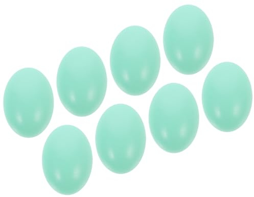 minkissy 8pcs Small Simulation Wooden Fake Eggs for Chicken and Duck Nest Training, Blue-green Pretend Eggs for Easter Decorations and ’ Play Food Set