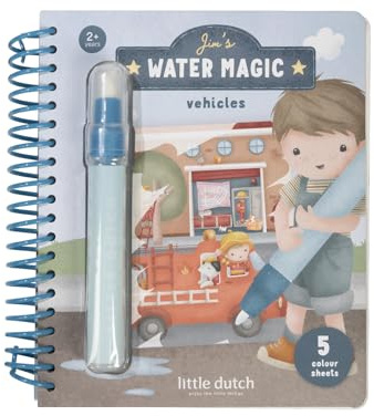 Little Dutch Kinder Water Magic Buch - Wassermalbuch - Malbuch - für Jungen ab 2 Jahren - Jim's Vehicles