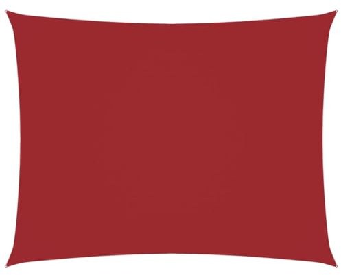 Voile de Parasol Tissu Oxford rectangulaire 2x5 m Rouge Protection UV et Pluie avec Fixation Acier Inoxydable et Cordes pour ombrage extérieur Jardin terrasse Piscine