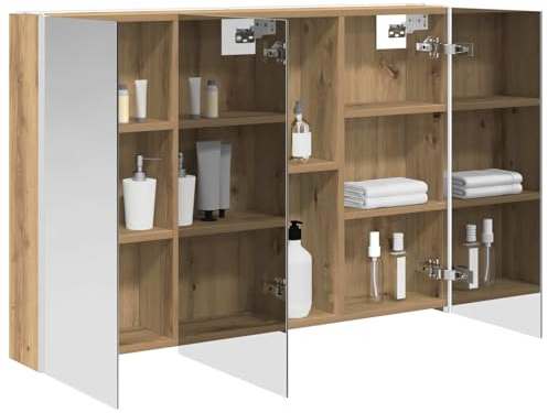 vidaXL Badezimmerspiegelschrank Kunsthandwerk Eiche, Stylischer Badezimmeroberfläche, Wandspiegel, Cooles Stauraum, Moderne Vanity, anpassbare Beleuchtung, Platz sparen