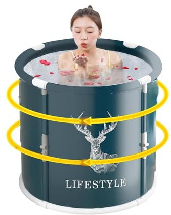 Bañera Portátil Ducha, Bañera Plegable - Cubo De Baño Plegable Adultos, Tina De Baño Adultos, Familiar Separado, Hidromasaje Caliente, Hielo