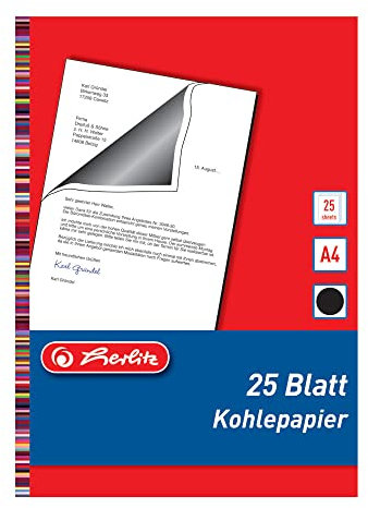 Herlitz 10303725 Kohlepapier für Schreibmaschinendurchschläge, A4, 25 Blatt schwarz
