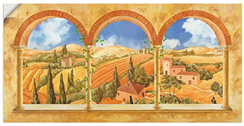 ARTland Wanddeko Wandtattoo selbstklebende Vinylfolie 100x50 cm Fensterblick Fenster Toskana Landschaft Italien Torbogen Aussicht S7WW