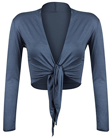 Glamexx24 BL0001 - Elegante bolero de punto de manga larga para mujer azul vaquero 6 1/2 HS