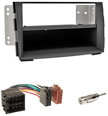 Einbauset : Autoradio Doppel-DIN 2-DIN 2 DIN Radioblende Radio Blende Halterung mit Ablagefach schwarz + ISO Radioanschlusskabel Radio KFZ Adapter + Antennenadapter für KIA Venga (YN) ab 11/2009