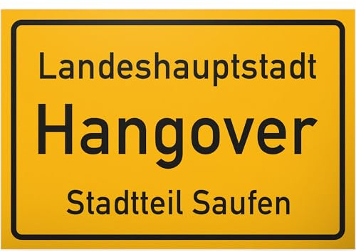 DankeDir! Landeshauptstadt Hangove r- Schild 30 x 20 cm Lustige Geschenkidee Geburtstagsgeschenk Bester Freund Sauf-Kumpel Kleines Geschenk Männer Party Zubehör - witzige Deko Trinkspiele