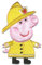 Aufnäher/Bügelbild - Peppa Wutz 'Mama Wutz Feuerwehrfrau' - gelb - 7,8 x 5,0 cm - by Entertainment One © Patch Aufbügler Applikationen zum aufbügeln Applikation Patches Flicken
