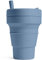 STOJO On-The-Go Biggie Faltbarer Kaffeebecher mit Deckel, 473 ml, wiederverwendbarer und faltbarer Silikon-Reisebecher, tragbar, Taschenformat, spülmaschinenfest, Stahlblau