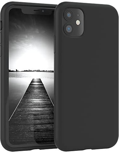 EAZY CASE Premium Silikon Handyhülle kompatibel mit iPhone 11, Slimcover mit Kameraschutz und Innenfutter, Silikonhülle, Schutzhülle, Bumper, Handy Case, Hülle, Softcase, Schwarz