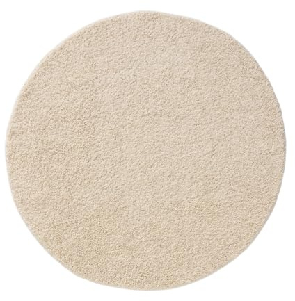 benuta Basic Hochflorteppich Soho - Cream ø 120 cm rund - Kuschelig Weicher Teppich im Minimalistischen Look - Pflegeleicht - Fußbodenheizung Geeignet