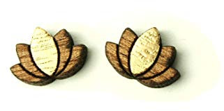Ohrstecker Holz Lotusblüte Blume Lotus Ohrringe gold Stecker Juvelato