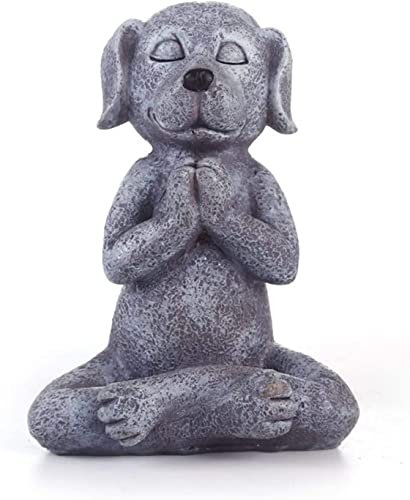 Statue de chien méditant Bouddha – Chien zen – Namaste – Top Collection Tranquillité et tranquillité pour votre jardin féérique. Figurine de nain miniature de 12,9 cm de haut