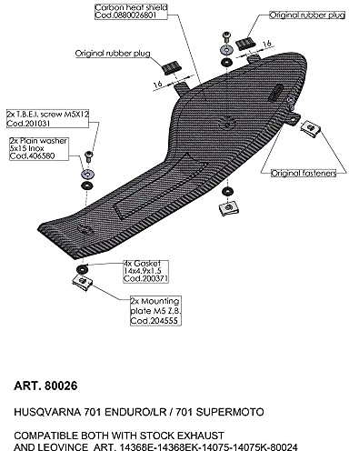 SBK CARTER CARBONIO/CARBON HEAT SHIELD HUSQVARNA 701 ENDURO/LR/SUPERMOTO