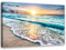 Feeby Vlies Leinwandbild Strand Wolken Meer Himmel 60x40 cm Wanddeko Design Kunstdruck Zimmerdeko Bilderwand Natur Wellen Sonnenuntergang Blau