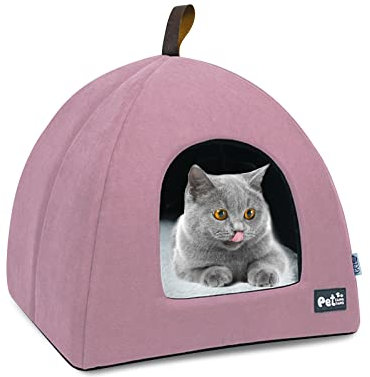 PETCUTE Katzenhöhle für große Katzen,Waschbar Katzenbett Katzenzelt Katzenkorb für Katzen und Hunde,Zwei in Eins Katzenhaus mit Abnehmbar Innerkissen,Kuschelhöhle mit rutschfeste Unterseite