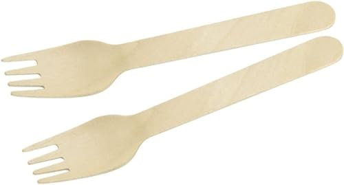 Fackelmann 31026 - Tenedores desechables de madera FSC, tenedores de uso único, biodegradables, madera certificada FSC, 16 x 2,5 cm