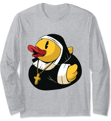 Badeente, Nonne Kloster Humor Christen Gummiente Langarmshirt