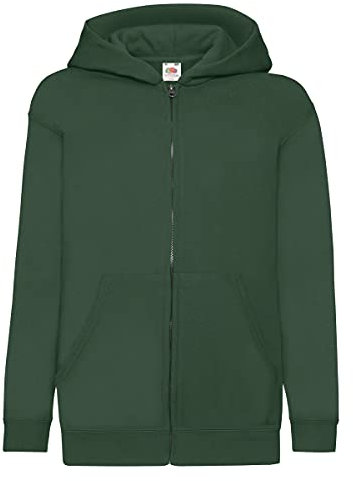 Fruit of the Loom 62045 Kids Classic Hooded Sweat Jacket - Bottle Green - 12-13 Years