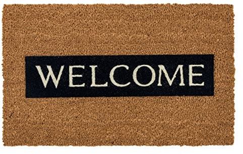 Fußmatte Kokos Natur Schmutzfangmatte - Eingangsmatte rutschfeste Türmatte robust für Innen und Außen - Coco Design Kokosmatte 40x60 cm: Welcome