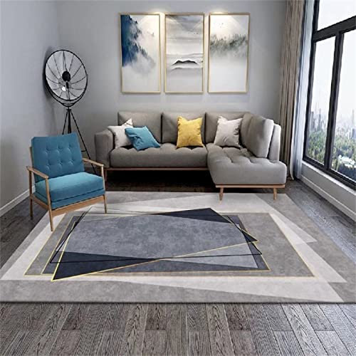 Teppich Carpet Moderner Teppich modern Blaugrauer Kurzflor-Teppich Geometrisches Design Moderne Wohnzimmerdekoration Baby Teppich 170 x 240 cm