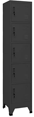 Festnight Schließfachschrank 5 Fächer Spind Metallschrank Fächerschrank Wertfachschrank Metallspind Schließfach Umkleideschrank Mehrzweckschrank Anthrazit 38x40x180 cm