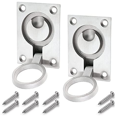 Mesee 2 Stück Einlassgriff, Embedded Zugring Griff, Rostfreier Stahl Türknöpfe Mit 8 Befestigungsschrauben 63 x 45 mm, Versteckter Griff des Kabinetts für Schubladen, Schrank, Yacht, Schminktisch