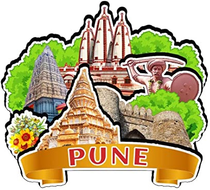 Pune India Kühlschrankmagnet, Holzmagnet, Kunst, Souvenirs, kreative Kollektion, handgefertigt, Reisen, Zuhause, Büro, Geschenke, Landschaft, Kühlschrank, Dekor 11166
