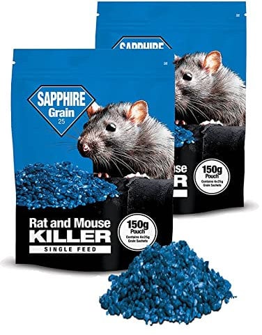 Rat Poison Bait Grains Mouse Bait Sachets Rodent Repellent Grain Bait Sachets Mouse Poison Grain Rodent Control Fast Acting Single Feed Whole Wheat Grain Bait Sachets 150g Pack (6 x 25g)
