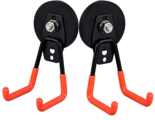 MUTUACTOR Robuste Haken mit N52 Seltenerdmagneten, Schwarz, 2 Haken, Wandmontage, Stahl, Metalltüren, Küchenfächer, Klassenzimmer