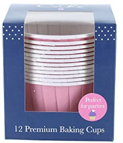 House Of Cake Pink Baking Cups, Cupcake Cases, Greaseproof Baking Cases, Pastel Colour - Pack of 12