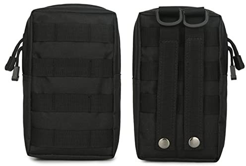 Bauchtasche Utility, 2 Stück Molle Tasche Klein Schwarz, für Camping, Klein Multifunktional Taktische Bauchtasche, Wandern, Outdoor Jagdcamping Training und Reisen (Schwarz)