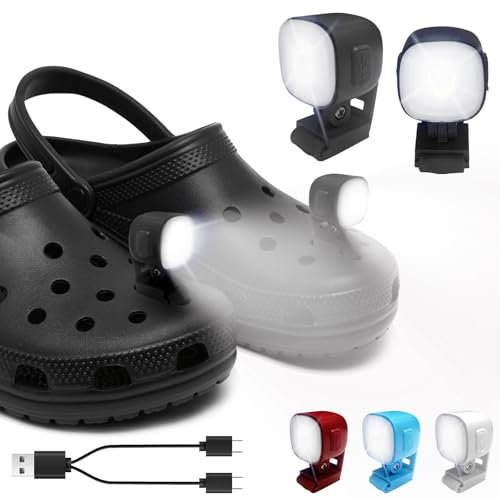 infisu Wiederaufladbare Scheinwerfer für Kroko-Lichter, 2 Stück, Krokodil-Anhänger, Camping-Zubehör für Kinder, Jungen, Erwachsene, Männer, Frauen, Croc, Taschenlampen/Beleuchtungszubehör für