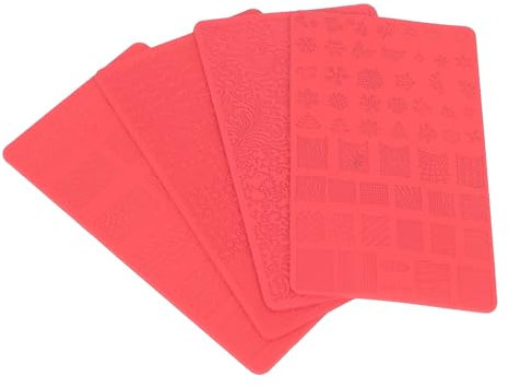 ANKROYU 4Pcs Moules à Ongles, Modèle D'impression D'ongles En Relief 3D, Moule 3D En Silicone Pour Nail Art, Modèle D'Estampage D'Art D'Ongle, Pochoir De Sculpture D'ongles, Outil De Nail Art