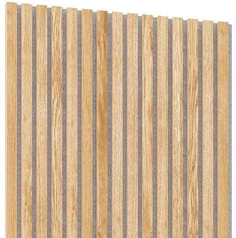 Lameo Akustikpaneele - Akkustikwandpanel - Lamellenwand - Schalldämmung Wand - 3D Wandpaneele - Schallschutz Decken und Wandpaneele - Akustikplatten - Panellenwand - 240x60cm - Eiche (Grauer Filz)