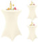 Pesonlook 3er-Set Stretch Stehtisch Husse für Bistrotisch Ø 80-85 cm Elegante,Verstärkung im Fußbereich,Stretch-Husse Beige Hussen für Stehtische und Bistrotische（80×110cm,Beige