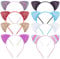 EUDUQ Katzenohren Haarreif Set,8 Stück Glitzer Katze Haar Hoops Metall katzenohren Stirnband Pailletten Cat Ears Stirnbänder Mädchen Haarschmuck Für Geburtstagsparty Cosplay